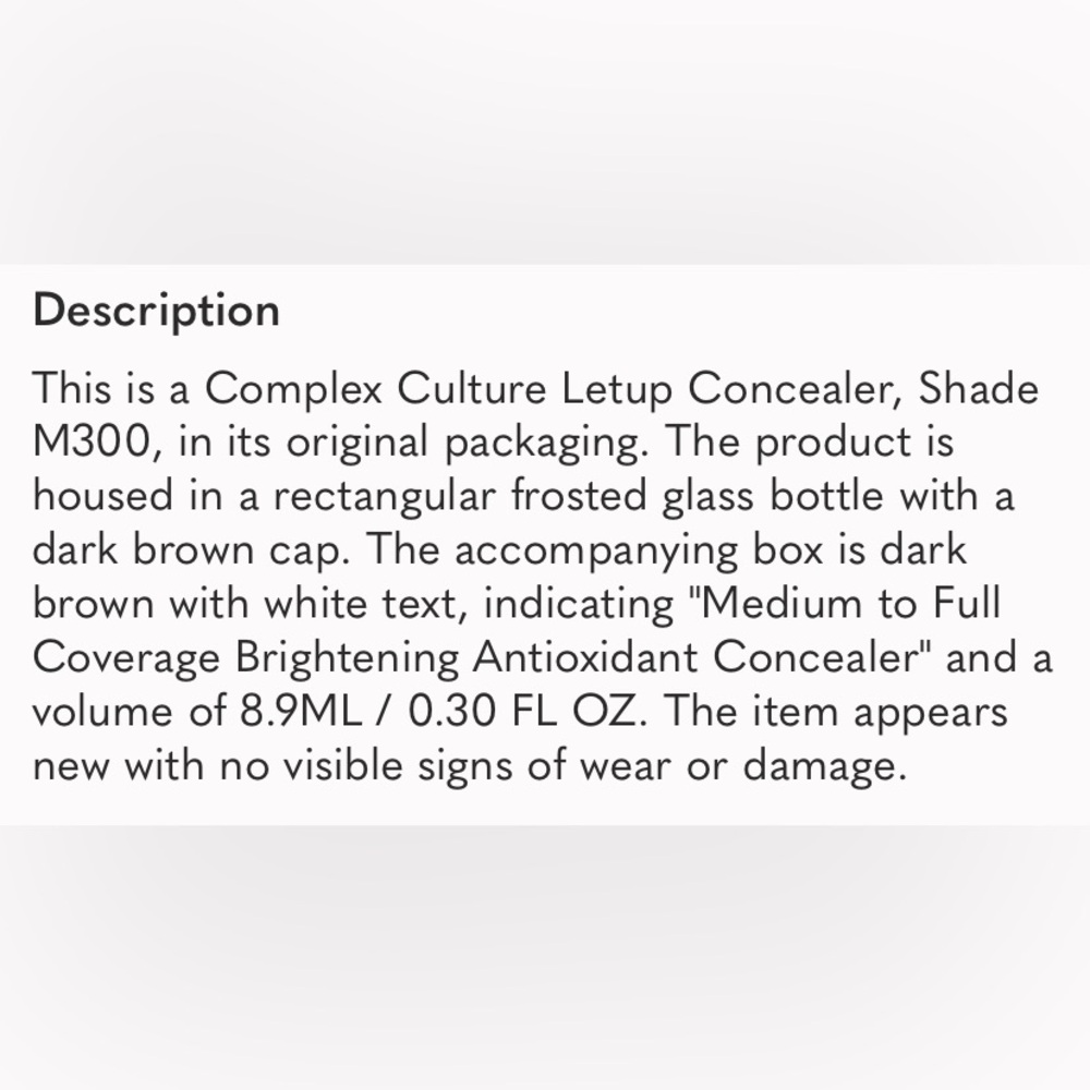 COMPLEX CULTURE Liquid Foundation Concealer - Beige Nude Shade M300 - Picture 3 of 3